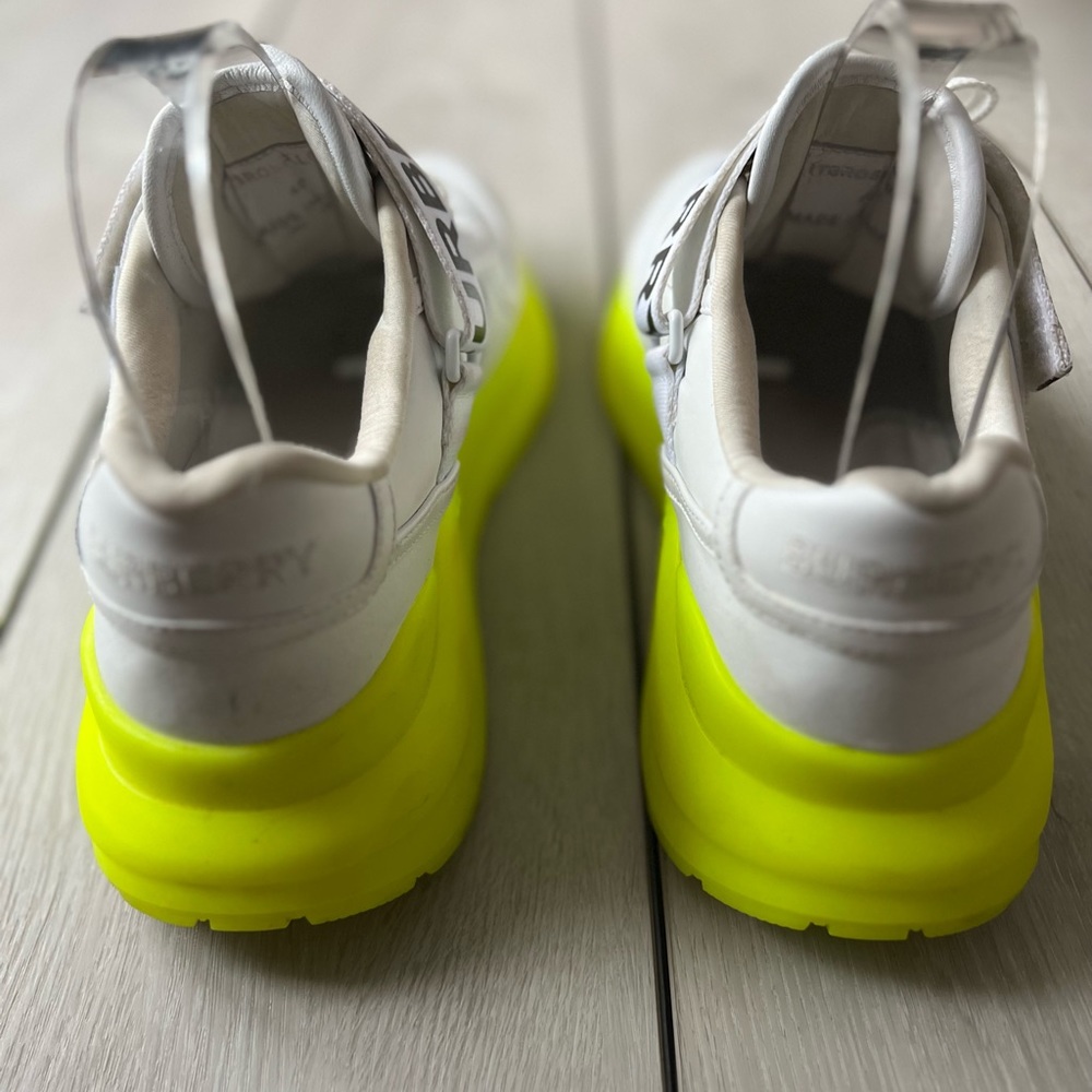 Burberry Ronnie Chunky White Leather Neon Sole Sneaker Size 40 - Picture 7 of 16
